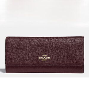 Coach | Leather Slim Envelope Wallet, Oxblood‎ color w/Gold hardware | Women's